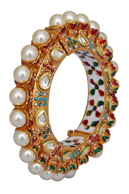 Stone & Pearl Embellished Bangle 