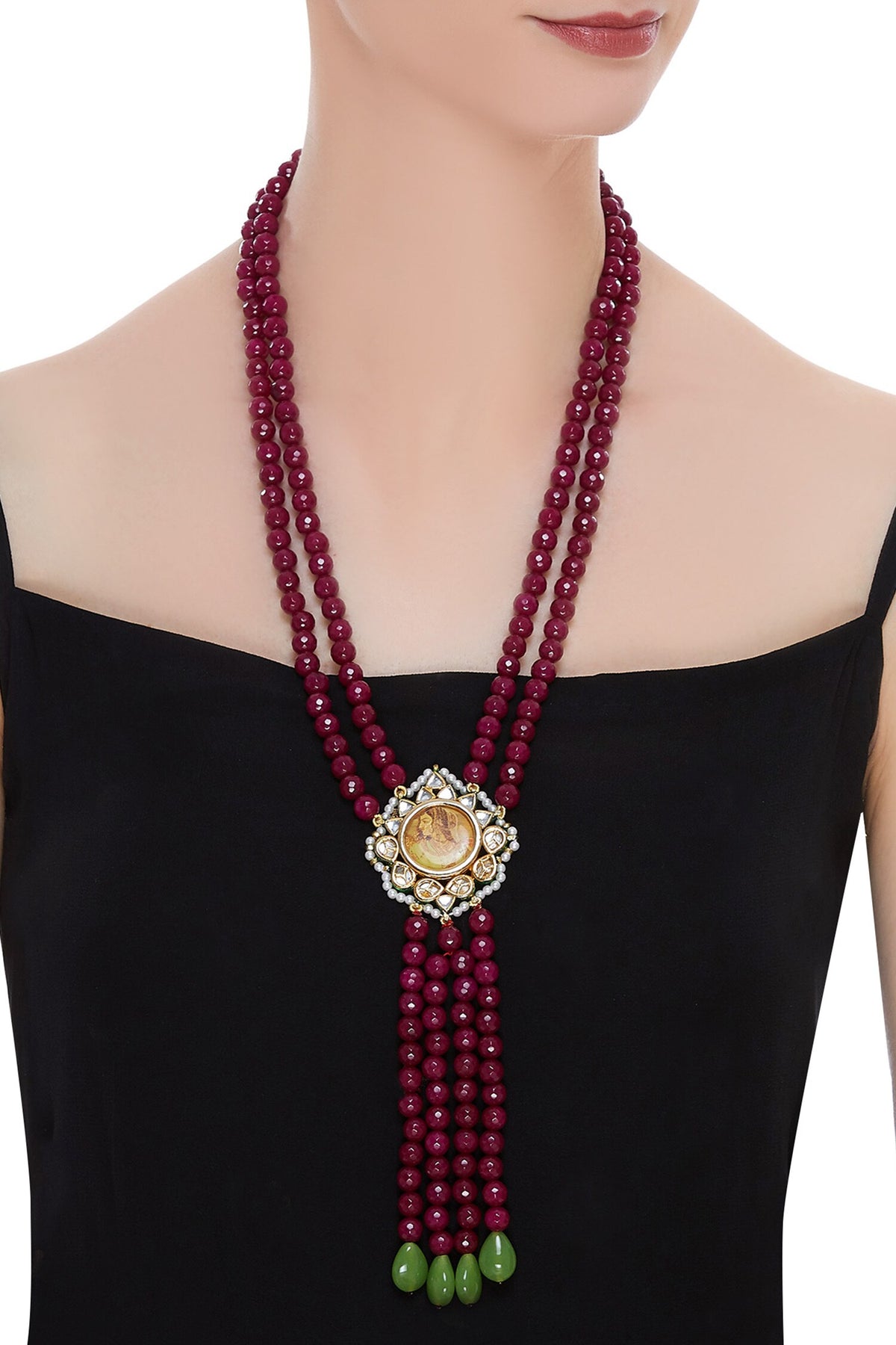 Bead Layered Long Necklace 