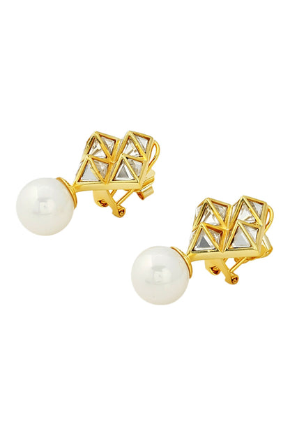 Pearl and mirror pyramid earrings 