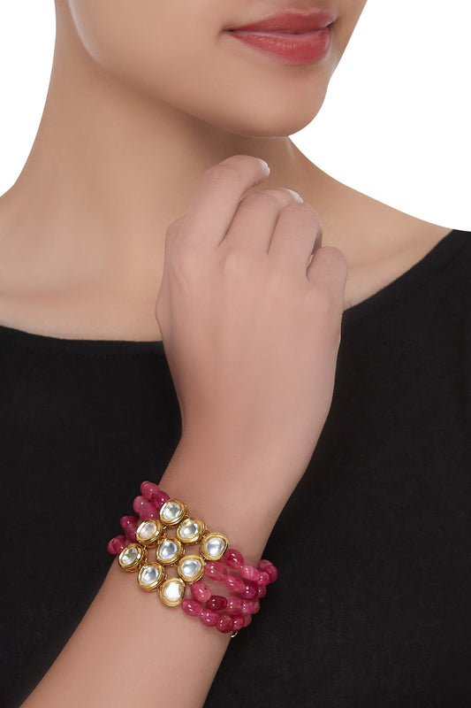 Polki Beaded Layered Bracelet 