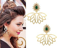 Gold Finish Lotus Drop Earrings