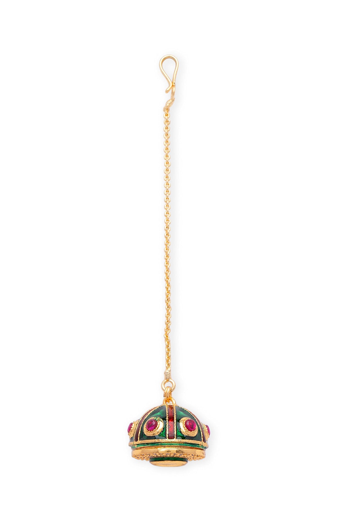 Gold Finish Kundan Polki & White Stone Round Borla