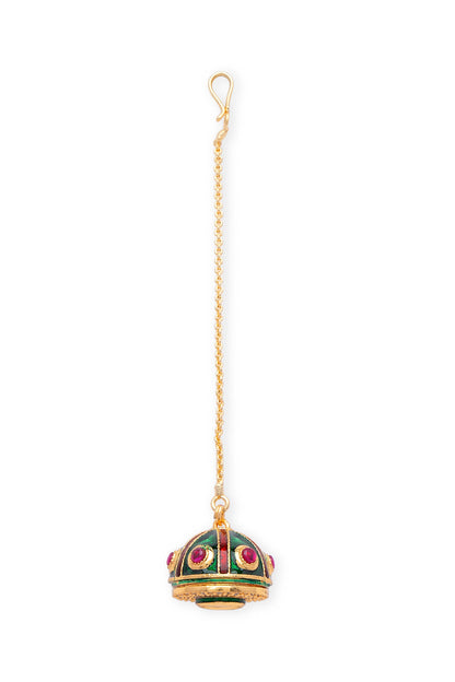 Gold Finish Kundan Polki & White Stone Round Borla