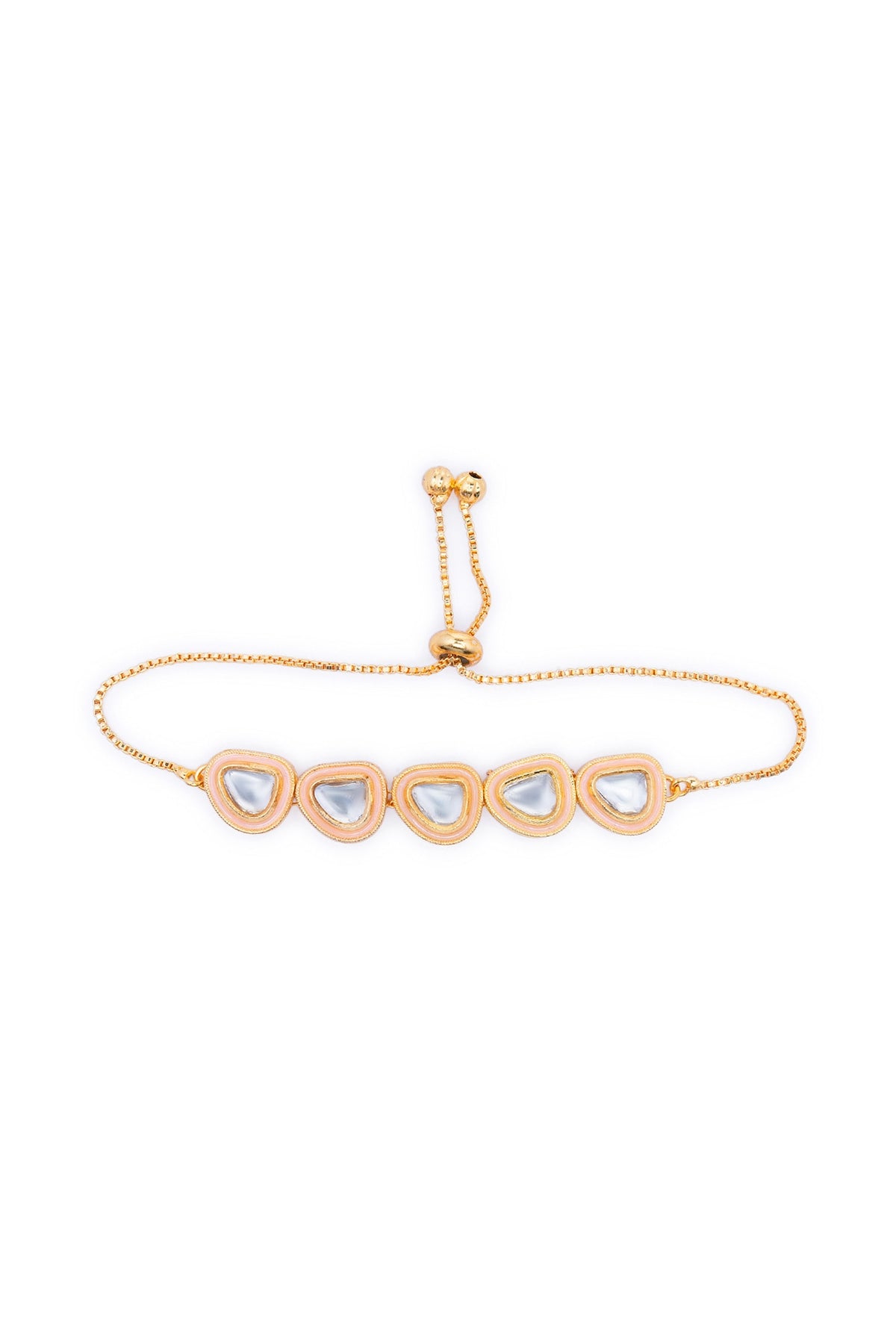 Gold Finish Kundan Polki Wrap Bracelet
