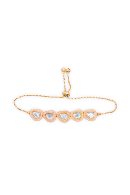 Gold Finish Kundan Polki Wrap Bracelet