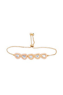 Gold Finish Kundan Polki Wrap Bracelet