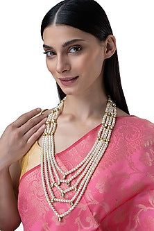 Gold Finish Kundan Polki & Motif Long Necklace