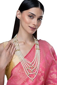 Gold Finish Kundan Polki & Motif Long Necklace