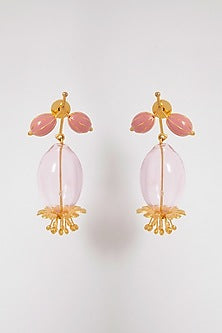 Gold Finish Flower Earrings