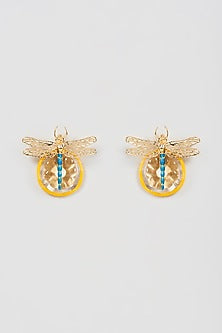 Gold Finish Yellow Stud Earrings