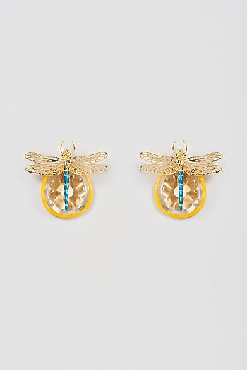Gold Finish Yellow Stud Earrings