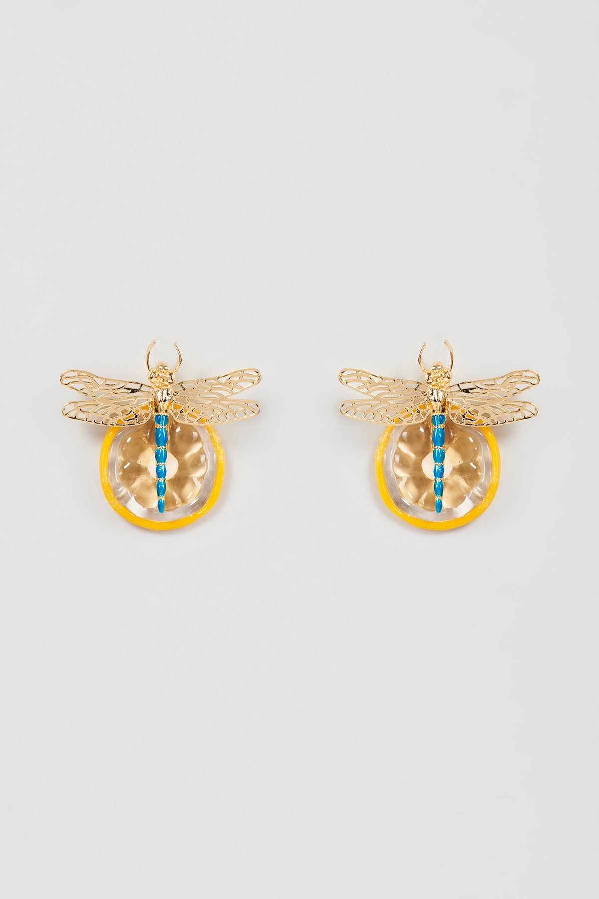 Gold Finish Yellow Stud Earrings