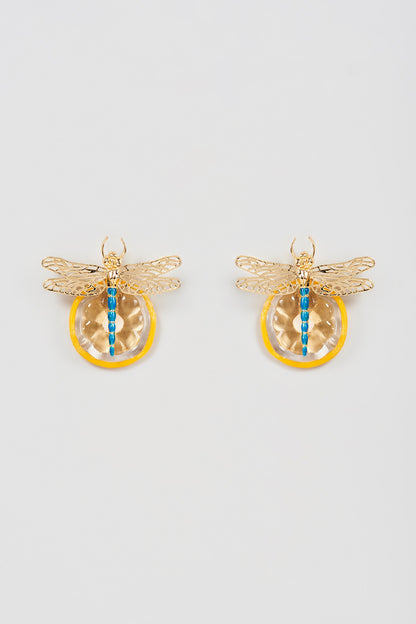 Gold Finish Yellow Stud Earrings