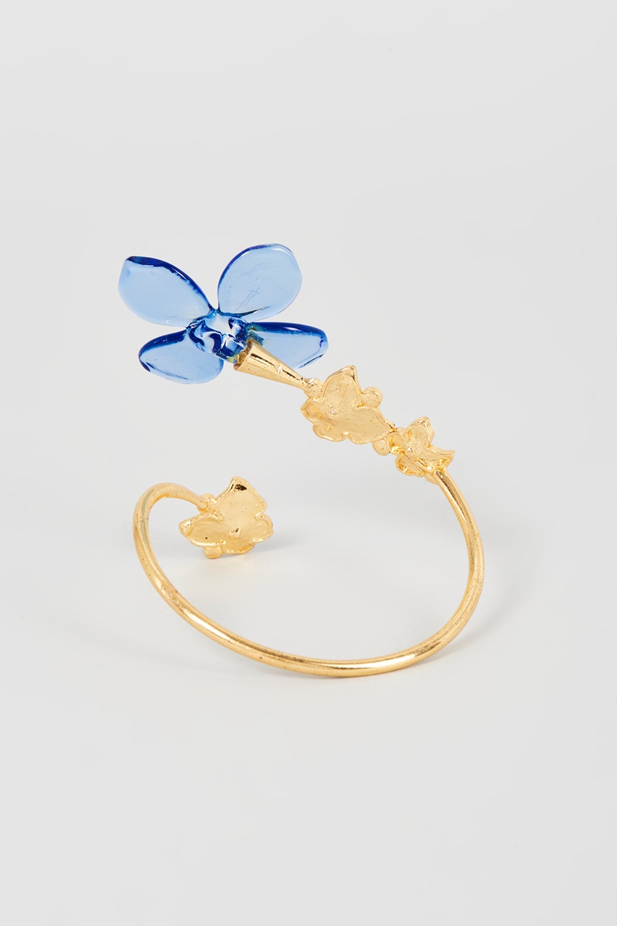 Gold Finish Blue Floral Bracelet