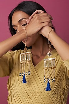 Gold Finish Kaleeras With Pearls & Ghungroo