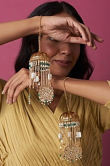 Gold Finish Kaleeras With Colorful Beads