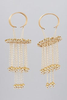 Gold Finish Kaleeras With Faux Pearls & Beads