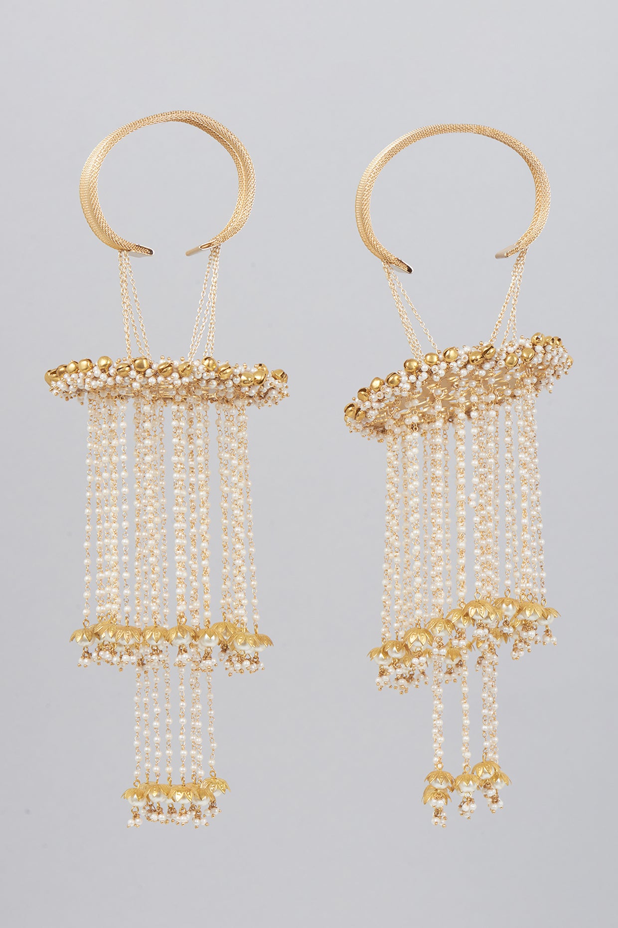 Gold Finish Kaleeras With Faux Pearls & Beads