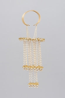 Gold Finish Kaleeras With Faux Pearls & Beads