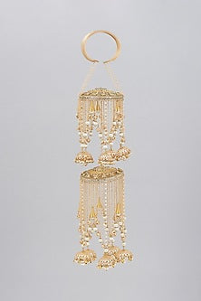 Gold Finish Kaleeras With Faux Pearls & Kundan