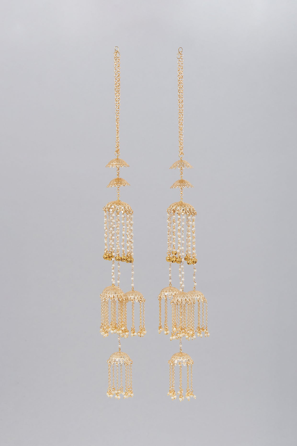 Gold Finish Kaleeras With Faux Pearls