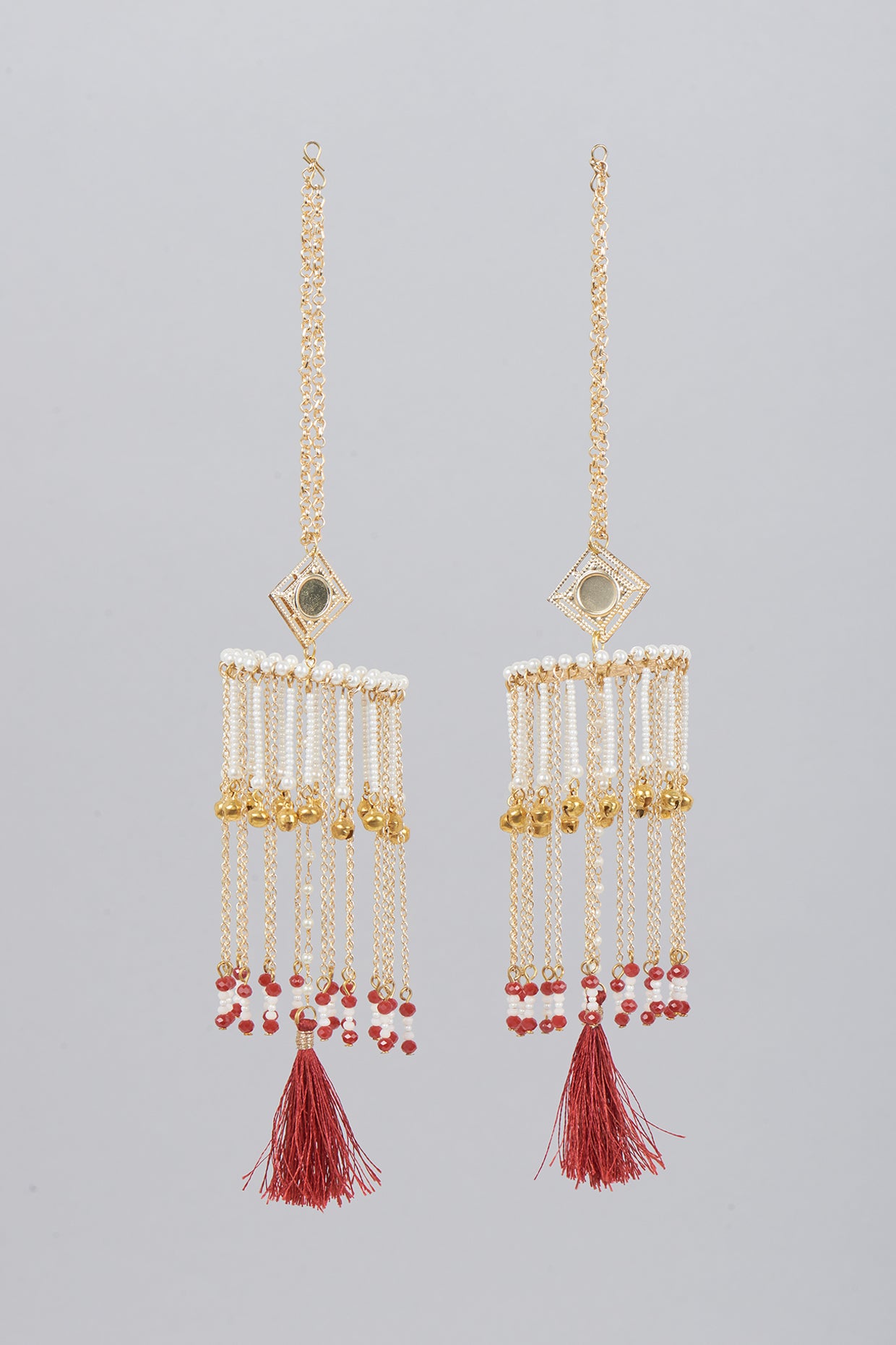 Gold Finish Kaleeras With Beads & Tassels