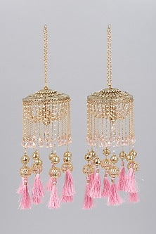 Gold Finish Kaleeras With Pearls & Tassels