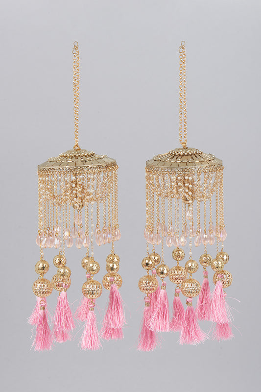 Gold Finish Kaleeras With Pearls & Tassels