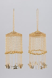 Gold Finish Kaleeras With Pearls