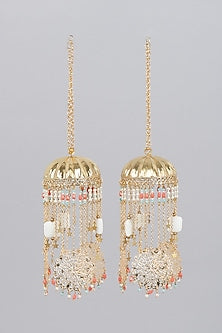 Gold Finish Kaleeras With Colorful Beads & Pearls