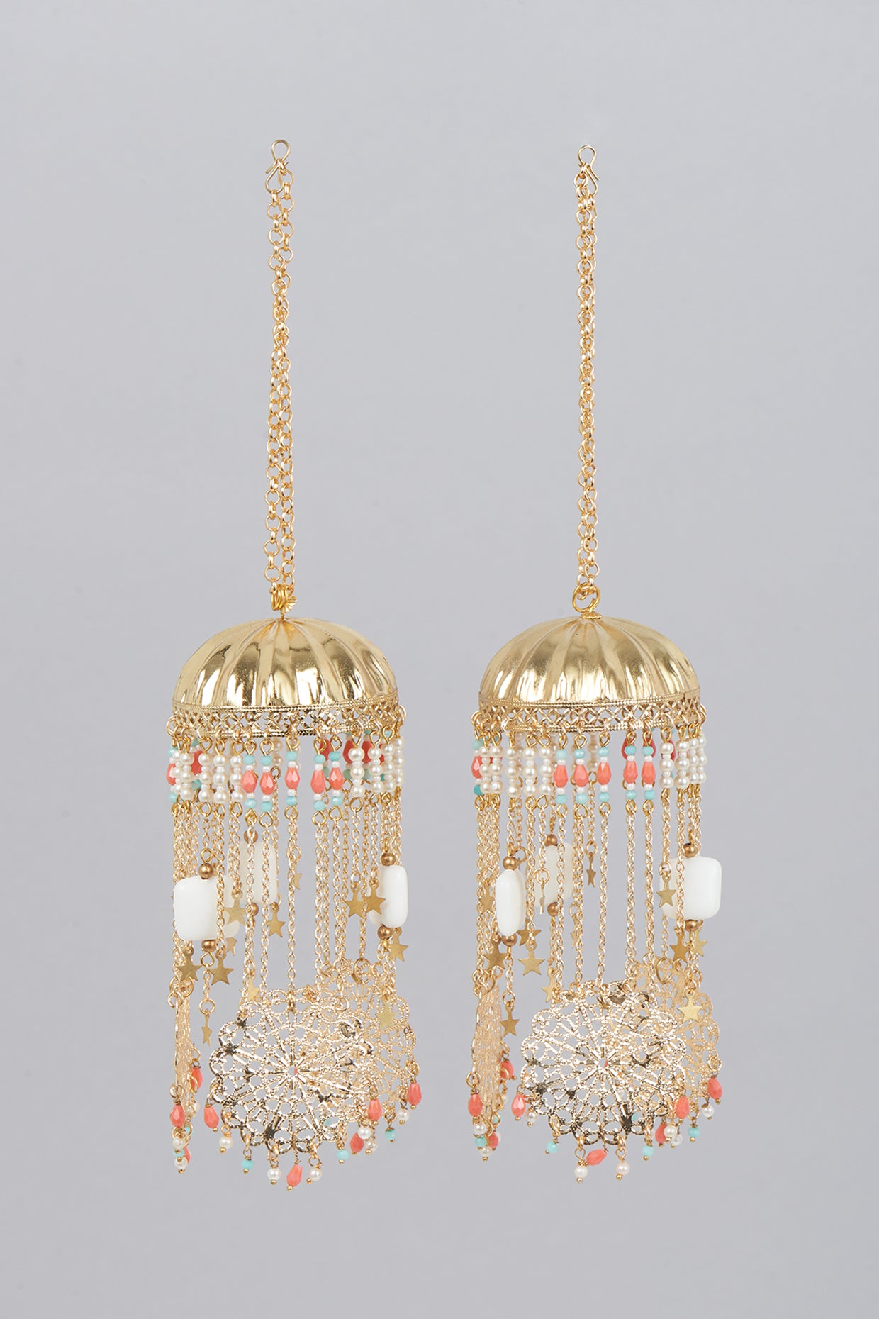 Gold Finish Kaleeras With Colorful Beads & Pearls