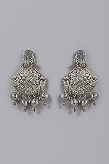 Oxidised Finish Kundan Polki Earrings