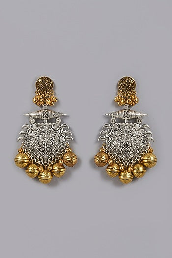 Oxidised Finish Kundan Polki Dangler Earrings
