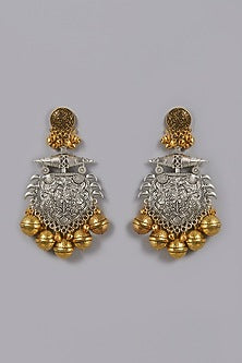 Oxidised Finish Kundan Polki Dangler Earrings