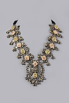 Oxidised Finish Necklace With Meenakari & Ghungroos