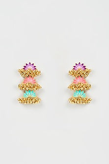 Gold Finish Enameled Dangler Earrings