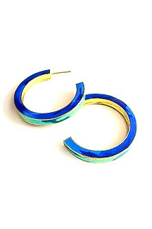 Gold Finish Vibrant Enameled Hoop Earrings