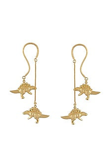 Gold Finish Dangler Earrings In Brass