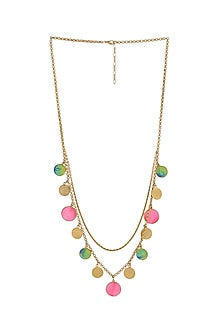 Gold Finish Enameled Charms Long Necklace