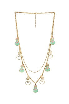 Gold Finish Enameled Charms Long Necklace