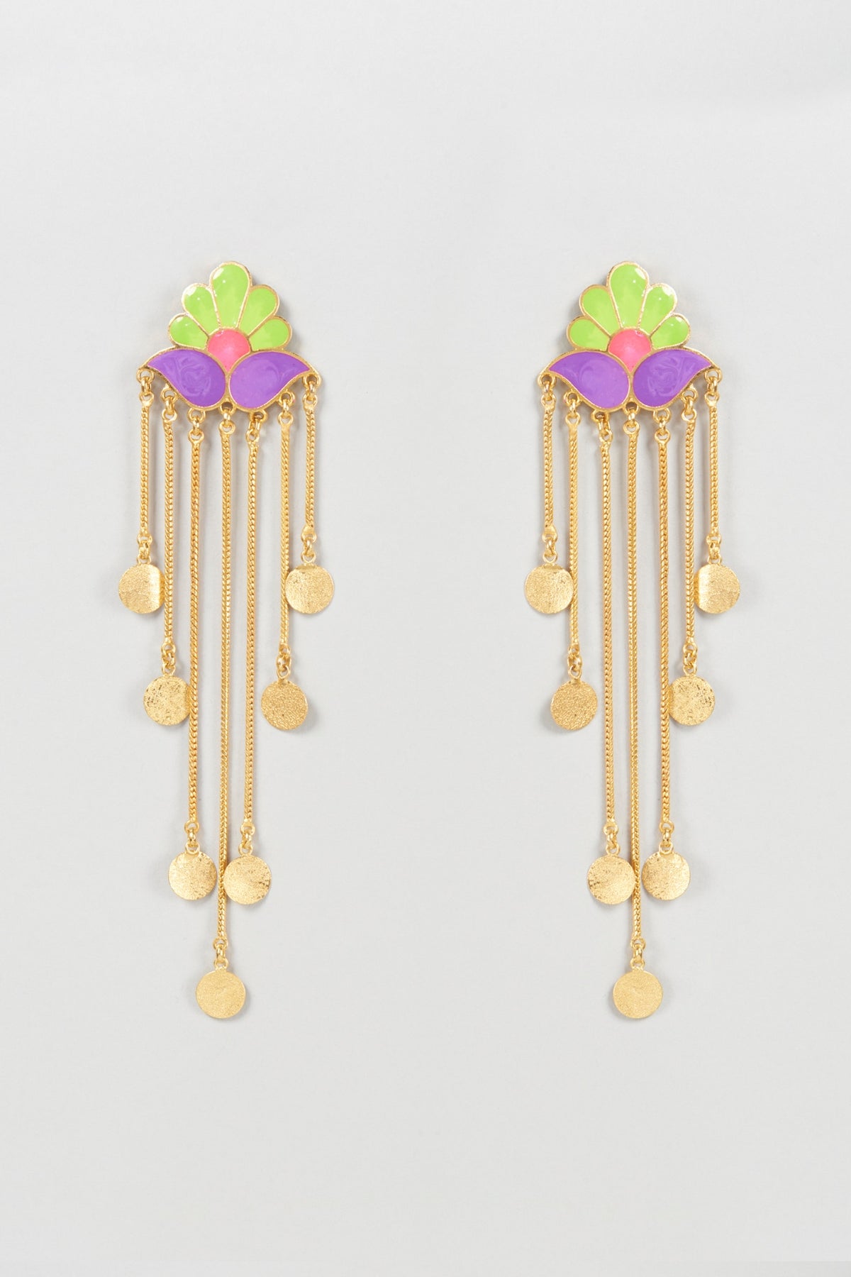 Gold Finish Paradise Fall Dangler Earrings