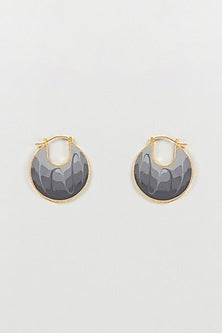 Gold Finish Enameled Hoop Earrings