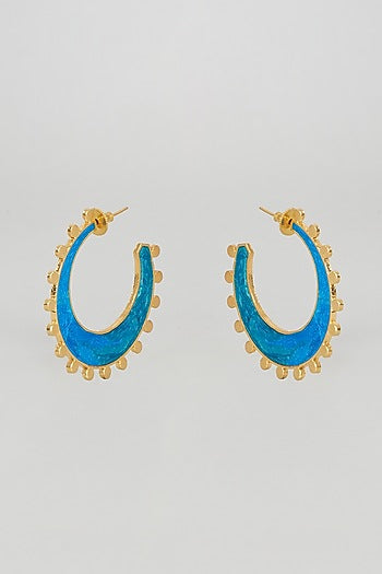 Gold Finish Tribal Twist Hoop Earrings