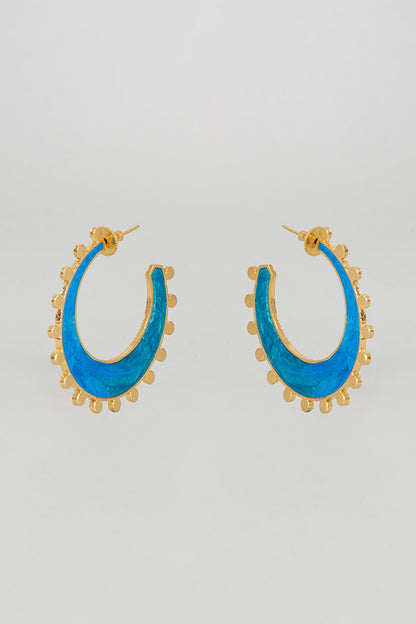 Gold Finish Tribal Twist Hoop Earrings