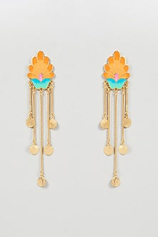 Gold Finish Royal Bloom Dangler Earrings