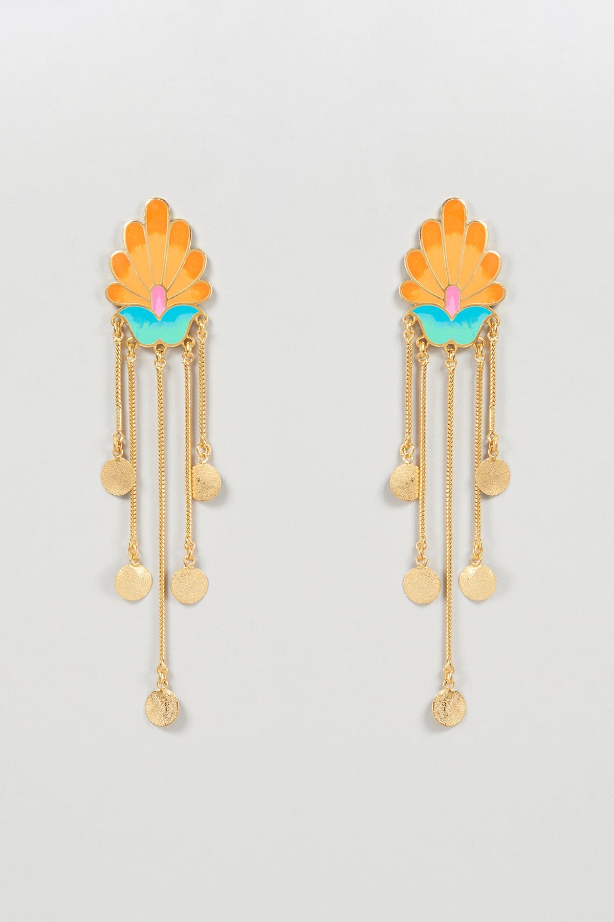 Gold Finish Royal Bloom Dangler Earrings
