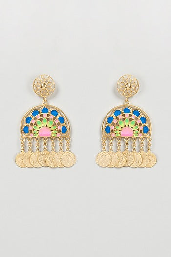 Gold Finish Jaipur Love Dangler Earrings