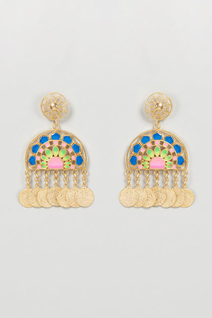 Gold Finish Jaipur Love Dangler Earrings