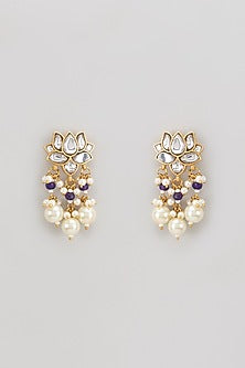 Gold Finish Kundan Polki Dangler Earrings