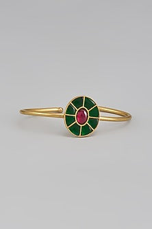 Gold Finish Kundan Polki Bracelet